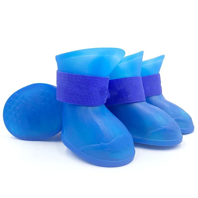 4 Waterproof Anti-Slip Pet Rain Boots – Durable Rubber Shoes for Outdoor Paw Protections