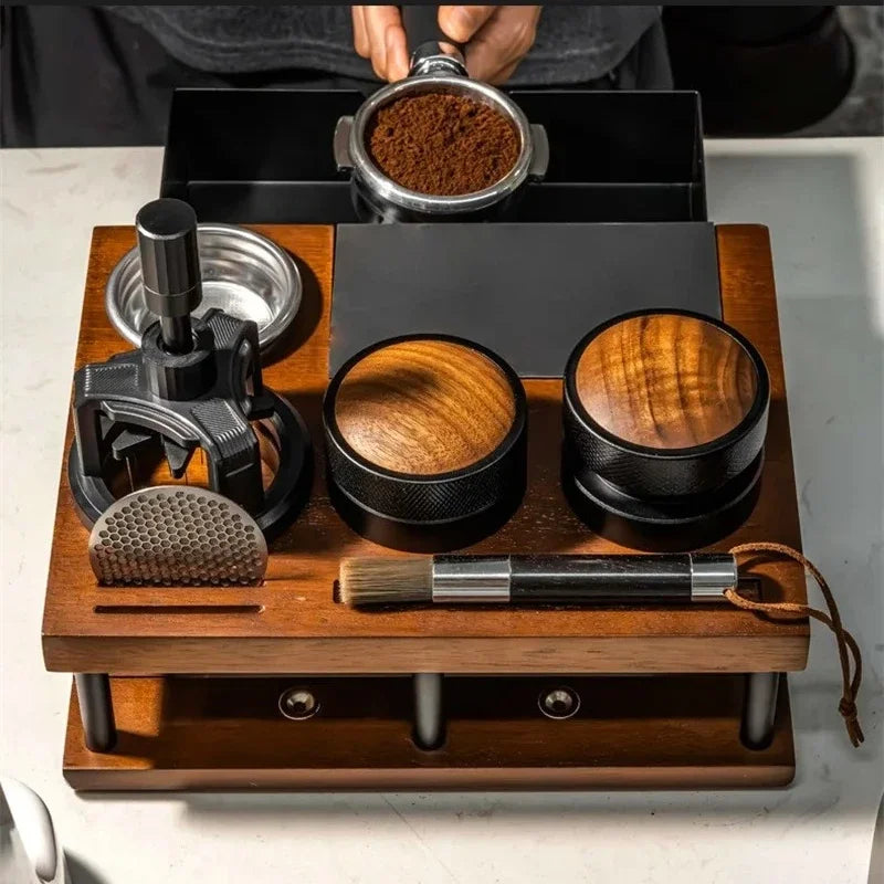 Premium Wooden Coffee Tamper Station