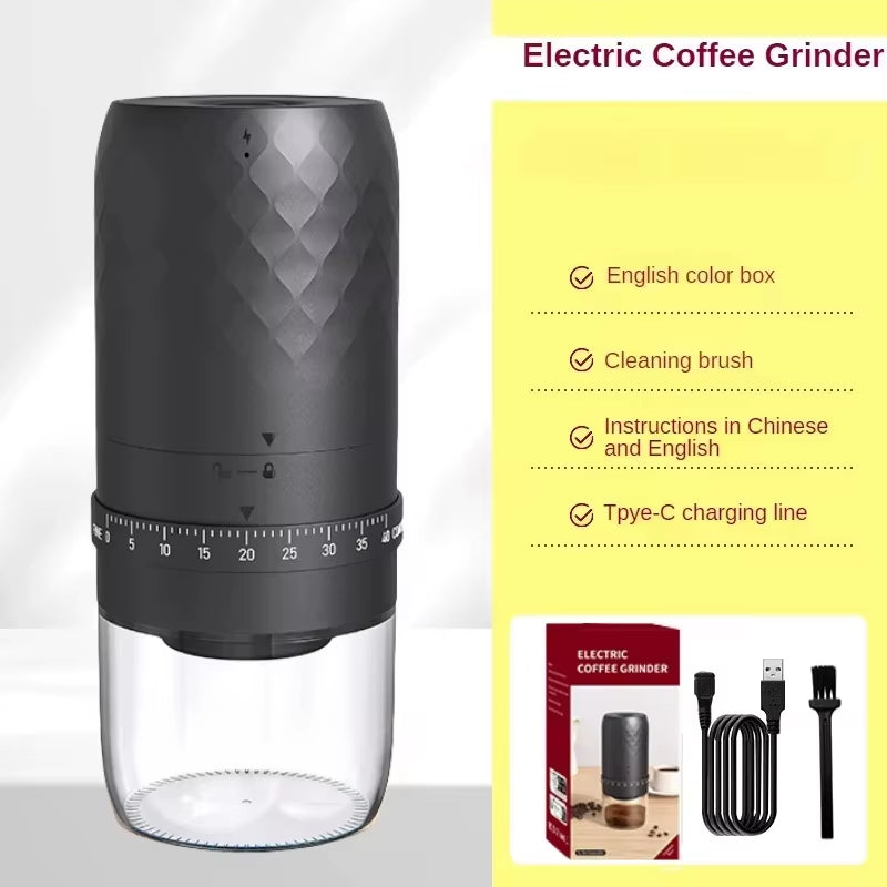 Portable Rechargeable 1800mAh Electric Coffee Grinder – 40 Adjustable Grind Levels