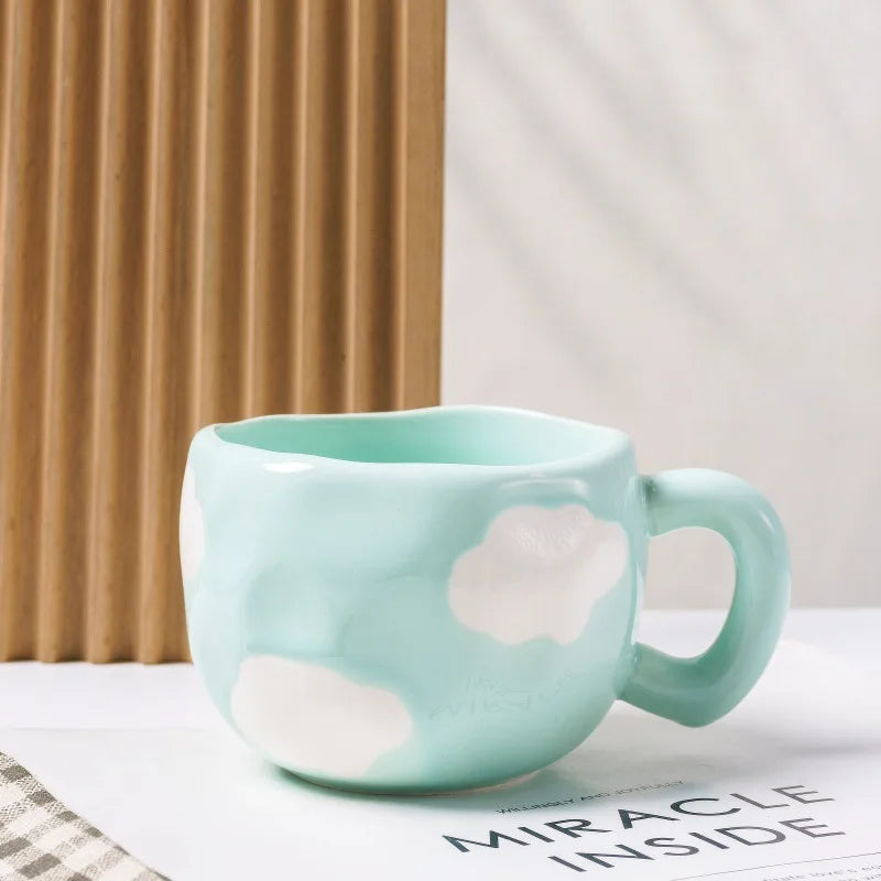 Korean Style 300ML Creative Hand Pinched Irregular Flower Ceramic Coffee Mug 