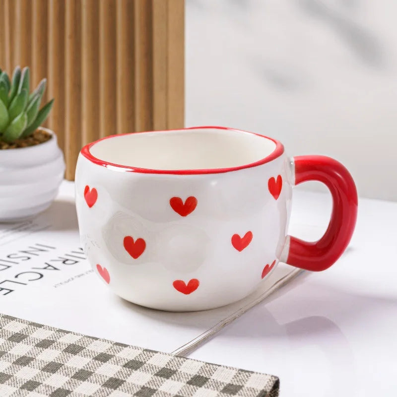 Korean Style 300ML Creative Hand Pinched Irregular Flower Ceramic Coffee Mug 