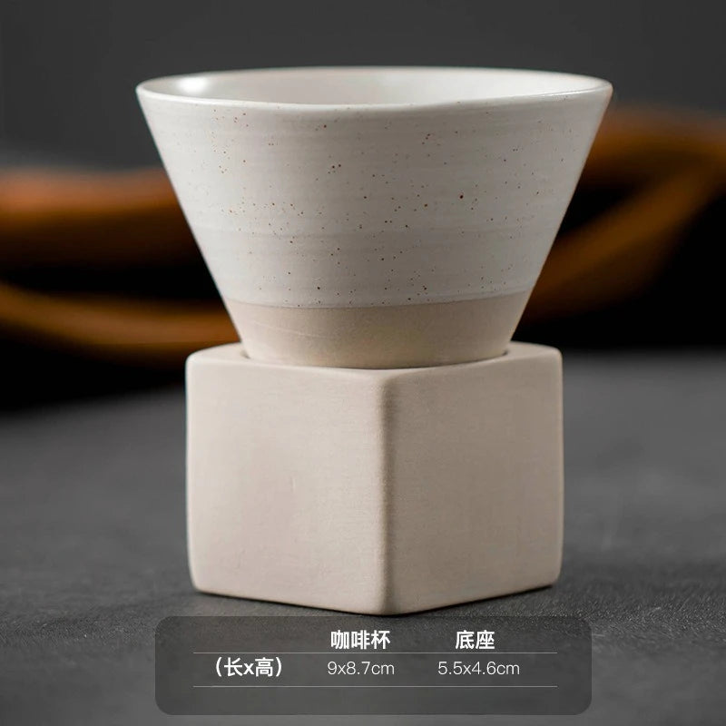 Retro Japanese Triangular Cone Shape Pottery Tea and Coffee Cup