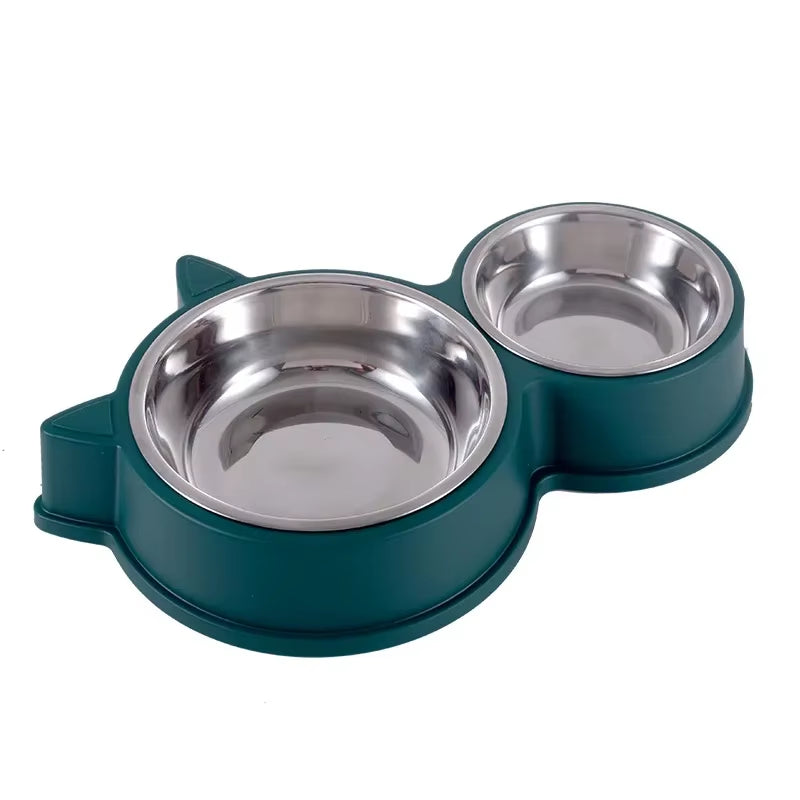 Stainless Steel Two Bowl Dog and Cat Feed and Drink 