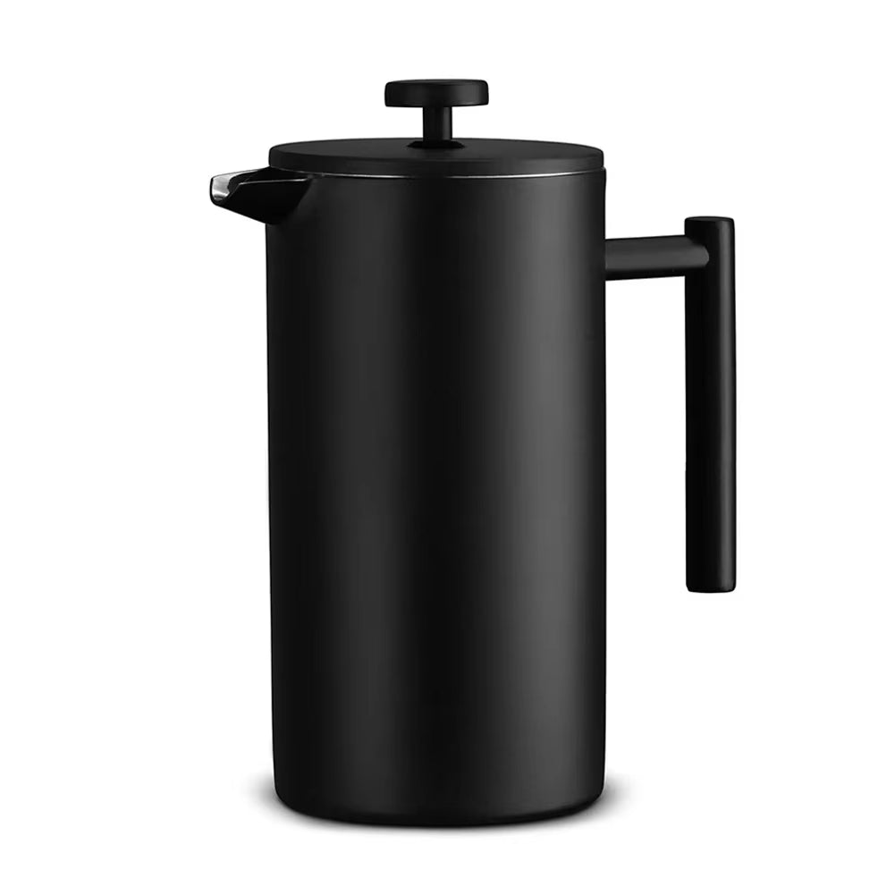 Black French Press Handmade Stainless-Steel Double Walled Insulated 1000Ml Coffee Pot 
